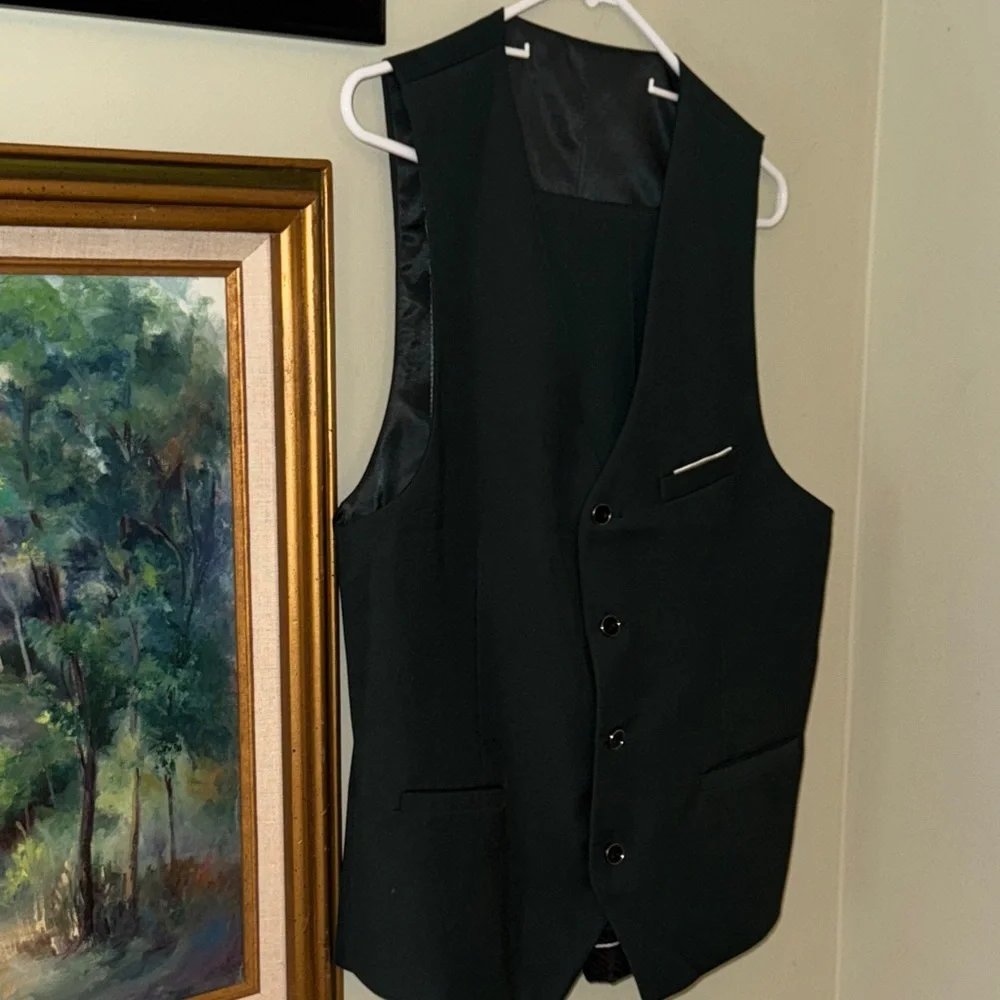 Deep Green 3 PC Men's Tux Tuxedo Suit Black Lapel MSU Michigan State Small S - Picture 7 of 9